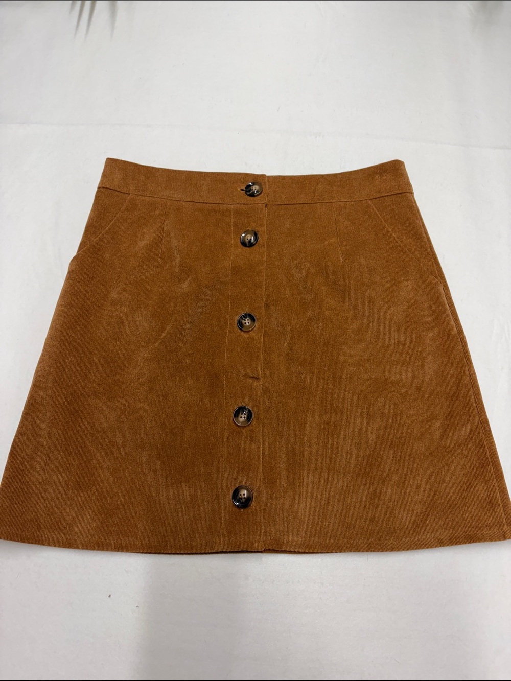 Everly Rust Brown Corduroy Button-Front A-Line Skirt Sz M